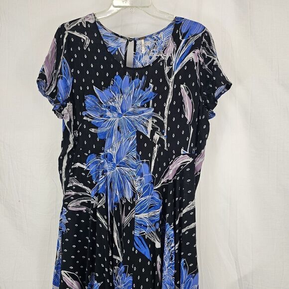 Free People First Kiss Maxi Dress Women's M/L Botanical Night Floral Blue Alter - Picture 3 of 11